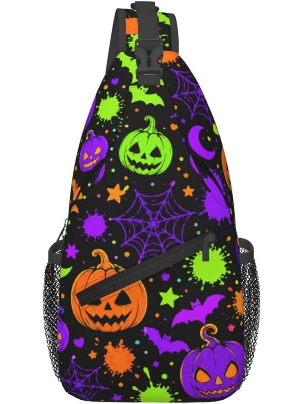 Unisex Blue Black Christmas Halloween Thanksgiving For Travel Sling Backpack
